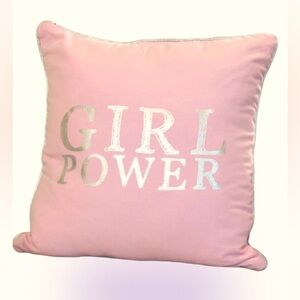 Inspirational Girl Power Nude pink silver decorative throw pillow